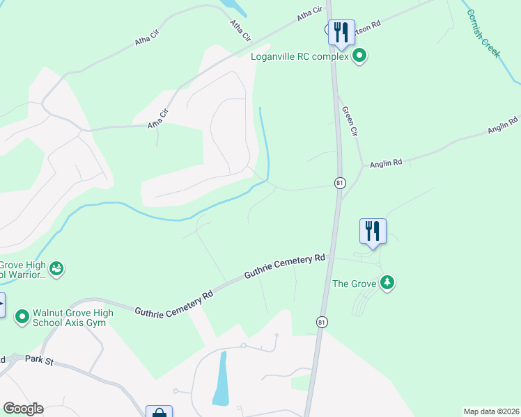 map of restaurants, bars, coffee shops, grocery stores, and more near 4336 Scout Hill Drive in Loganville