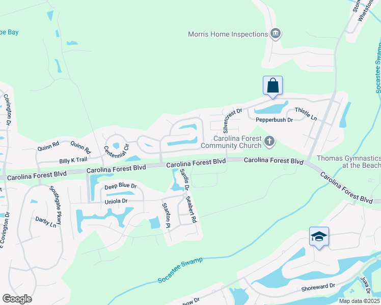 map of restaurants, bars, coffee shops, grocery stores, and more near 4627 East Walkerton Road in Myrtle Beach