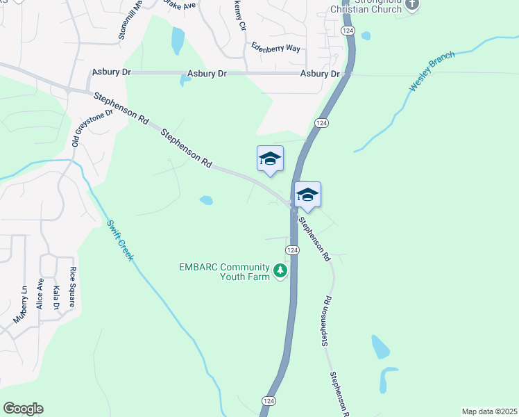 map of restaurants, bars, coffee shops, grocery stores, and more near 1833 Stephenson Road in Lithonia