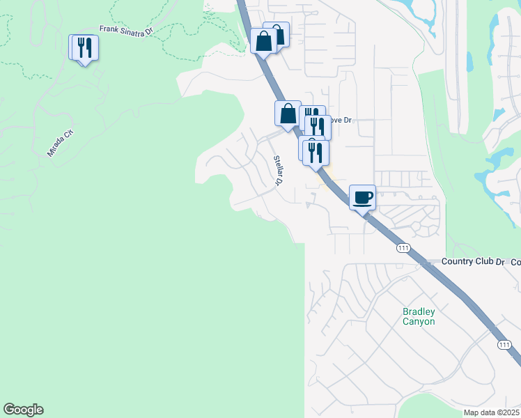map of restaurants, bars, coffee shops, grocery stores, and more near 2 Nebulae Way in Rancho Mirage