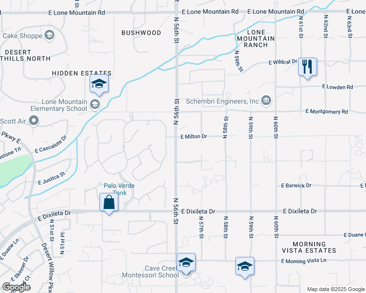 map of restaurants, bars, coffee shops, grocery stores, and more near 30305 North 56th Street in Cave Creek