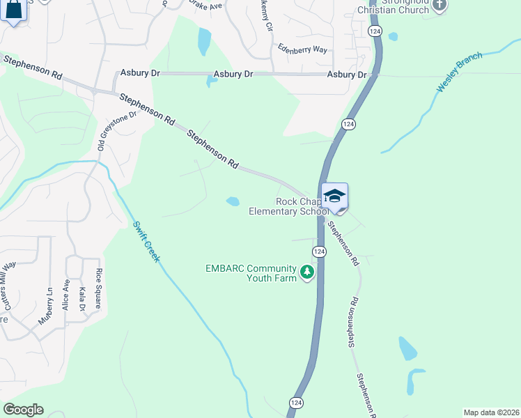 map of restaurants, bars, coffee shops, grocery stores, and more near 1789 Stephenson Road in Lithonia