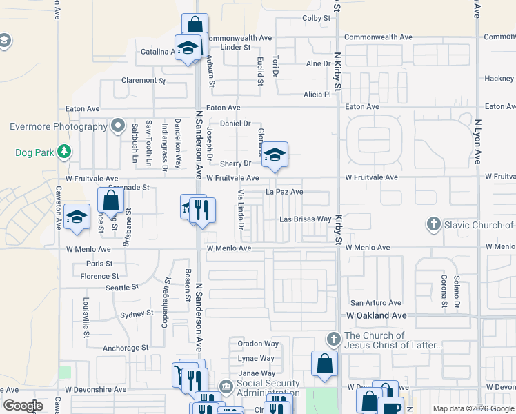 map of restaurants, bars, coffee shops, grocery stores, and more near 797 La Habra Avenue in Hemet