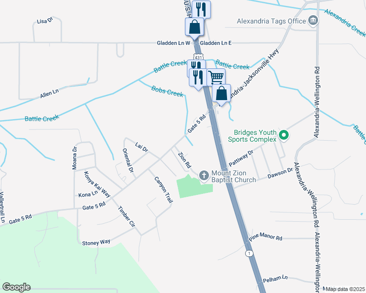 map of restaurants, bars, coffee shops, grocery stores, and more near 233 Gate 5 Road in Alexandria