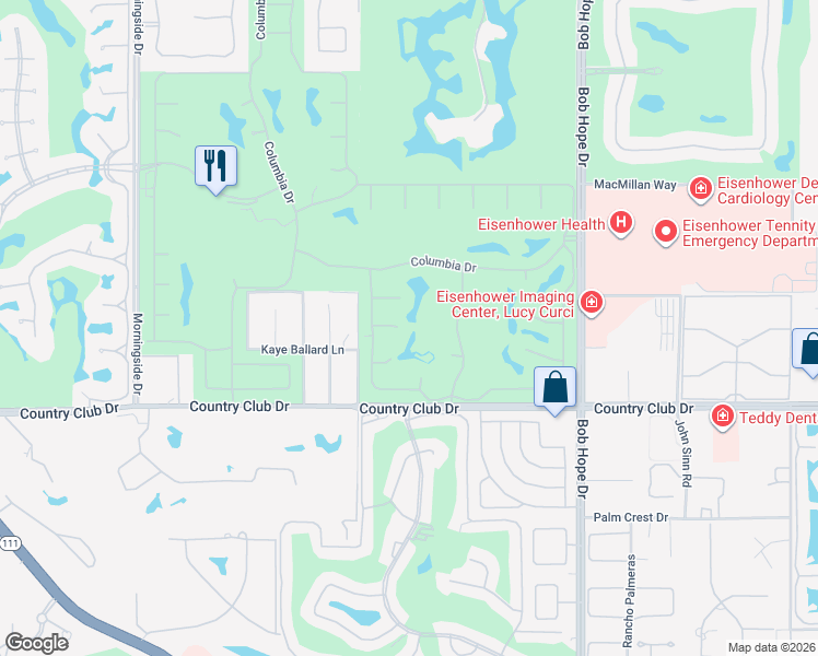 map of restaurants, bars, coffee shops, grocery stores, and more near 5 Barnard Court in Rancho Mirage