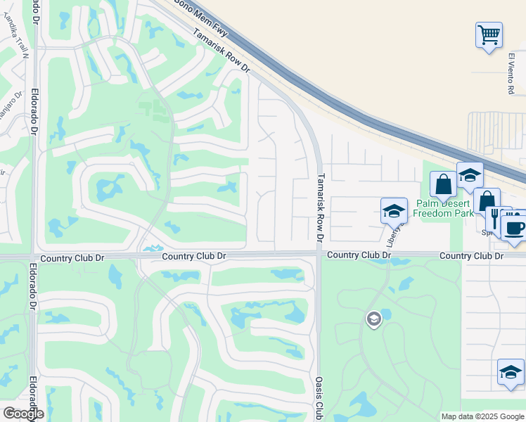 map of restaurants, bars, coffee shops, grocery stores, and more near 39740 Saint Michael Place in Palm Desert