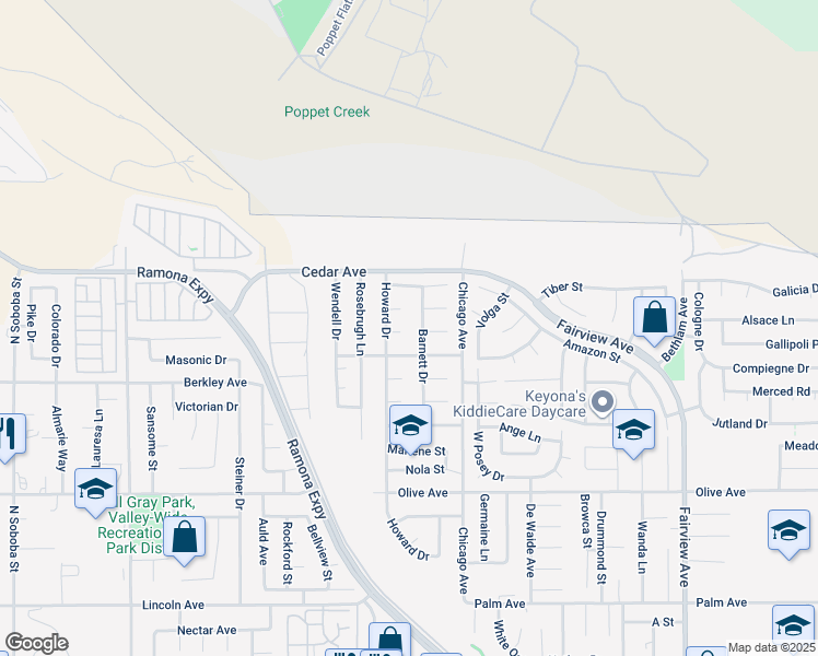 map of restaurants, bars, coffee shops, grocery stores, and more near 43362 Nita Circle in Hemet