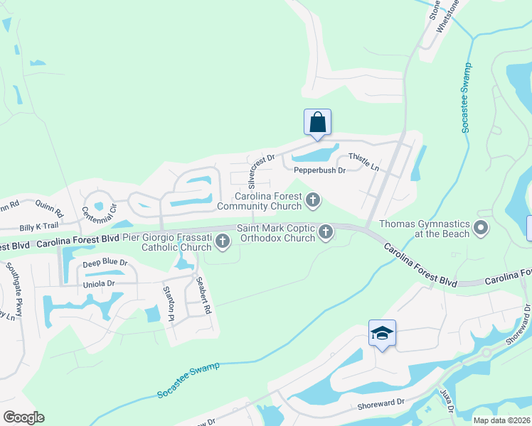 map of restaurants, bars, coffee shops, grocery stores, and more near 2073 Silver Moon Court in Myrtle Beach