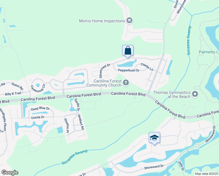 map of restaurants, bars, coffee shops, grocery stores, and more near 2073 Silver Moon Court in Myrtle Beach