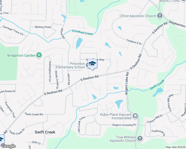 map of restaurants, bars, coffee shops, grocery stores, and more near 1297 South Deshon Road in Lithonia