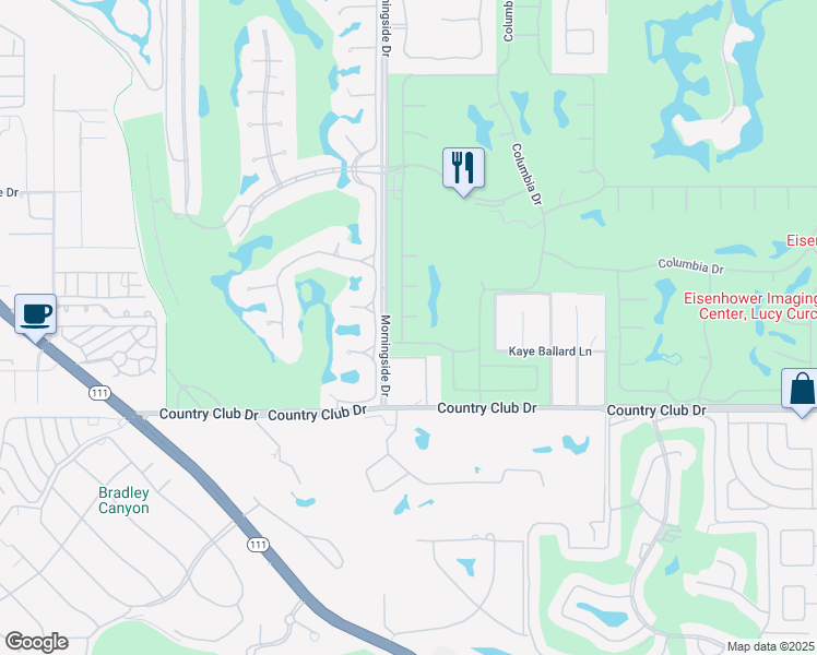 map of restaurants, bars, coffee shops, grocery stores, and more near 97 Princeton Drive in Rancho Mirage