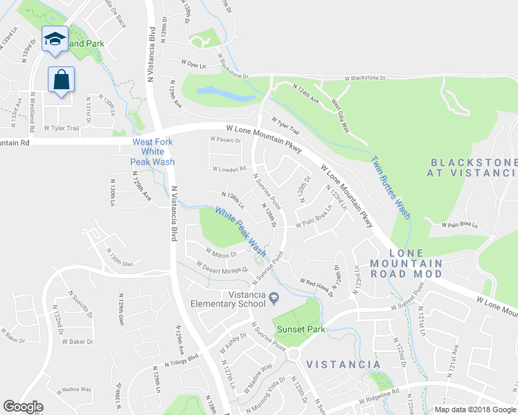 map of restaurants, bars, coffee shops, grocery stores, and more near 30636 North 126th Drive in Peoria