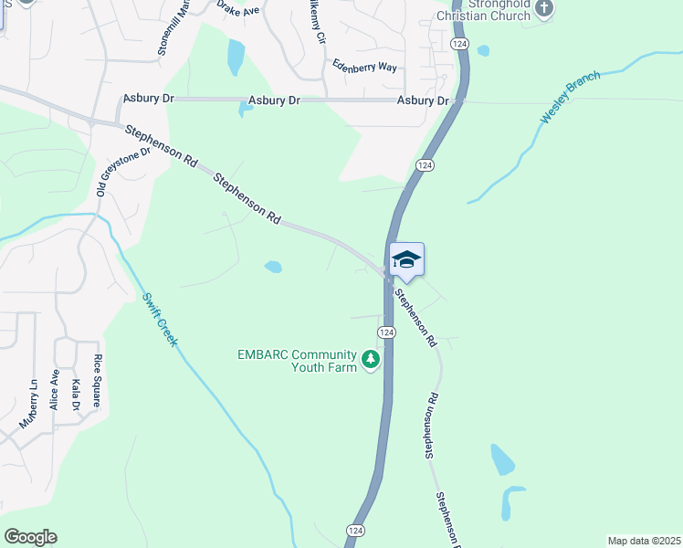 map of restaurants, bars, coffee shops, grocery stores, and more near 1833 Stephenson Road in Lithonia