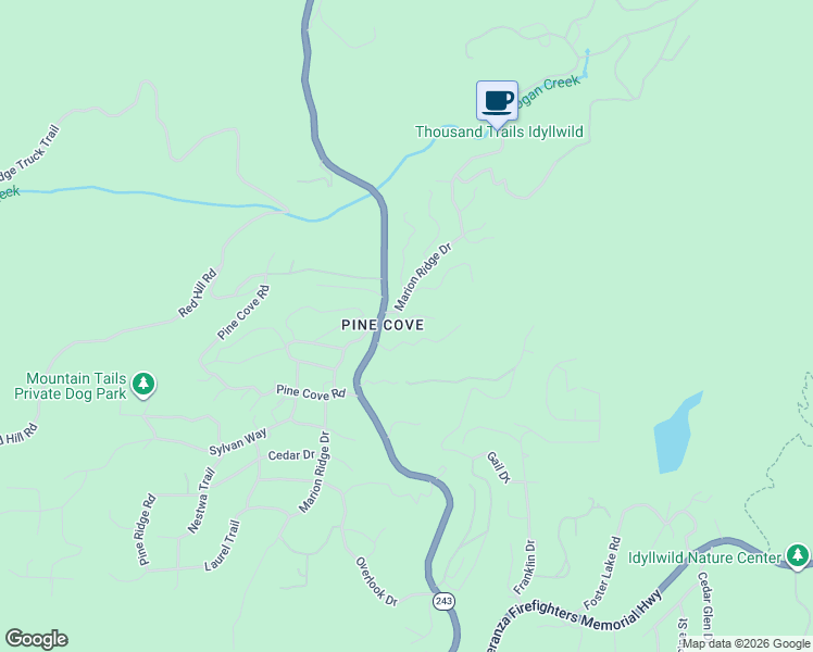 map of restaurants, bars, coffee shops, grocery stores, and more near in Idyllwild-Pine Cove