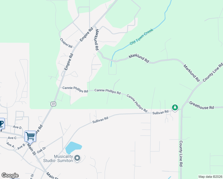 map of restaurants, bars, coffee shops, grocery stores, and more near 447 Cannie Phillips Road in Sumiton