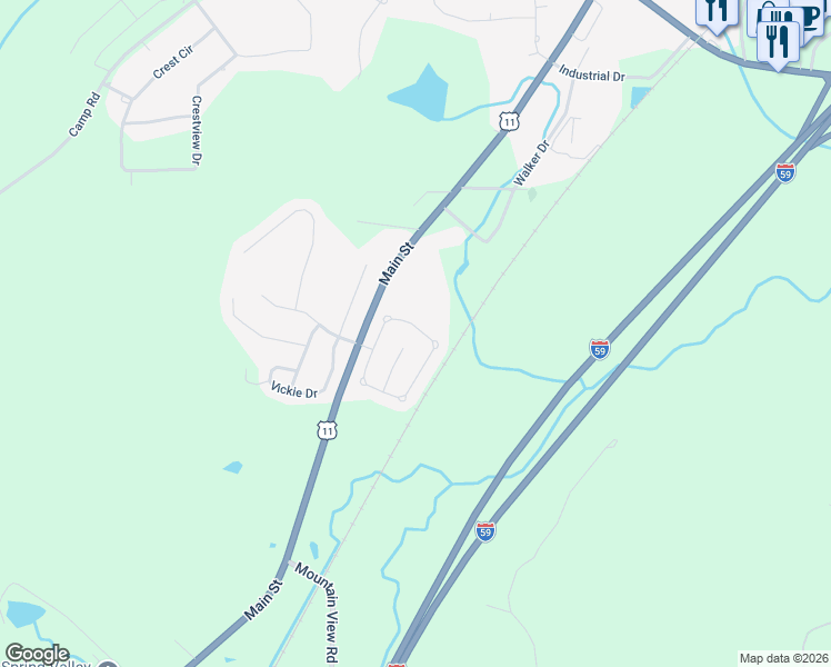 map of restaurants, bars, coffee shops, grocery stores, and more near 415 Trellis Circle in Springville