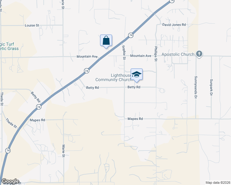 map of restaurants, bars, coffee shops, grocery stores, and more near 22921 Betty Road in Perris