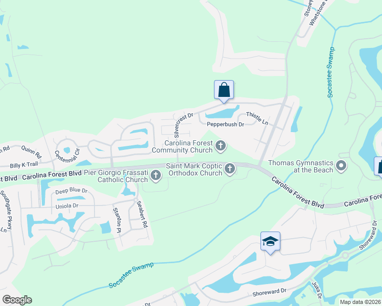 map of restaurants, bars, coffee shops, grocery stores, and more near 2073 Silver Moon Court in Myrtle Beach