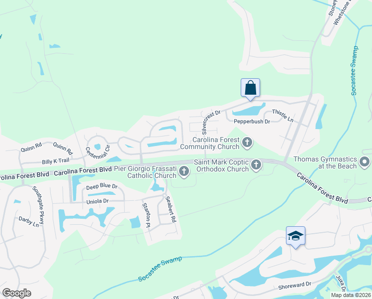 map of restaurants, bars, coffee shops, grocery stores, and more near 4599 East Walkerton Road in Myrtle Beach