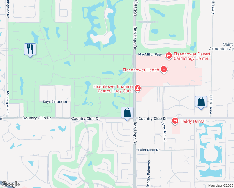 map of restaurants, bars, coffee shops, grocery stores, and more near 11 Lehigh Court in Rancho Mirage