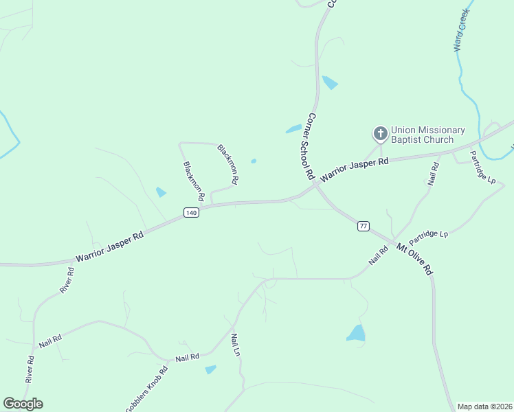 map of restaurants, bars, coffee shops, grocery stores, and more near 3566 Warrior Jasper Road in Warrior