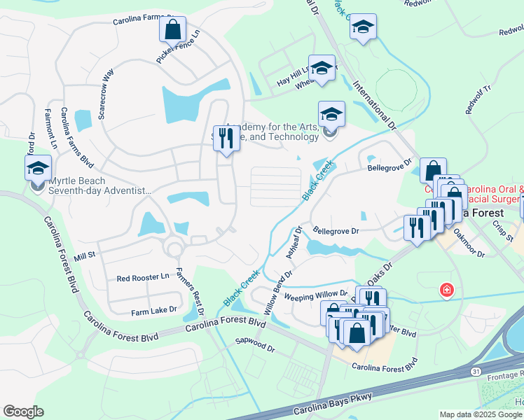 map of restaurants, bars, coffee shops, grocery stores, and more near 1084 Harvester Circle in Myrtle Beach