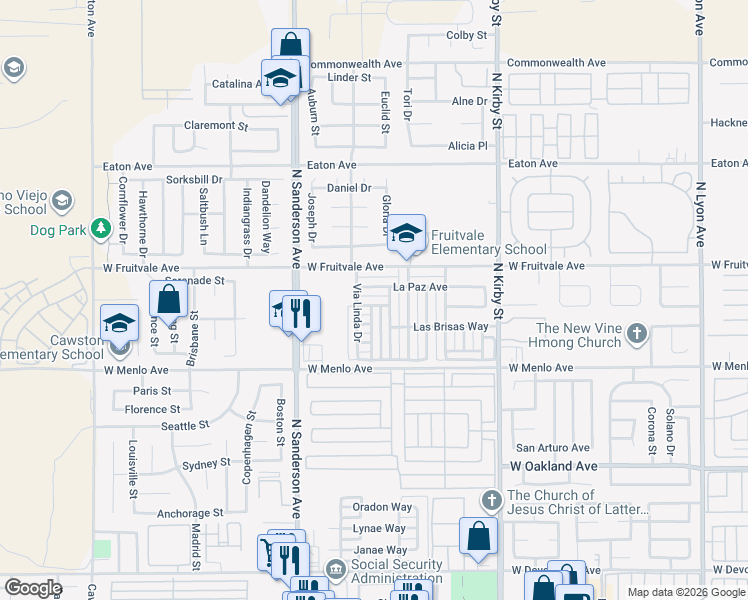 map of restaurants, bars, coffee shops, grocery stores, and more near 797 La Habra Avenue in Hemet