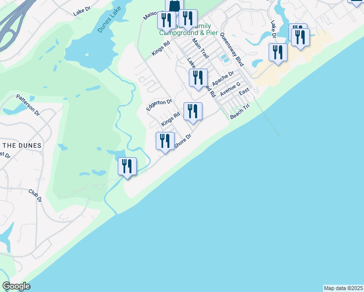 map of restaurants, bars, coffee shops, grocery stores, and more near 9560 Shore Drive in Myrtle Beach