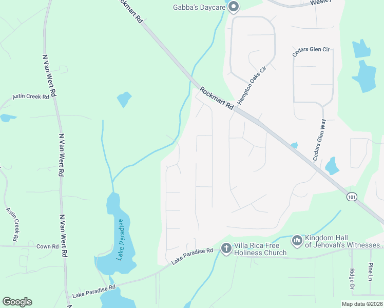 map of restaurants, bars, coffee shops, grocery stores, and more near 433 Little Mac Lane in Villa Rica