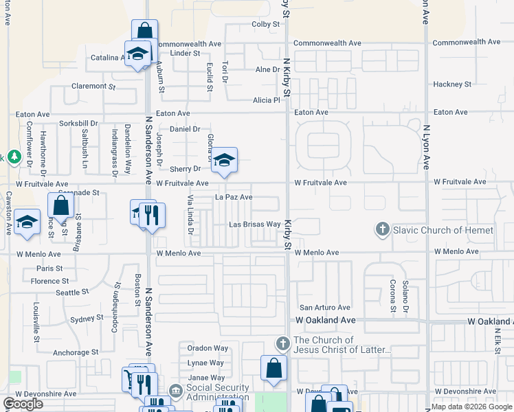 map of restaurants, bars, coffee shops, grocery stores, and more near 2682 Alegre Avenue in Hemet