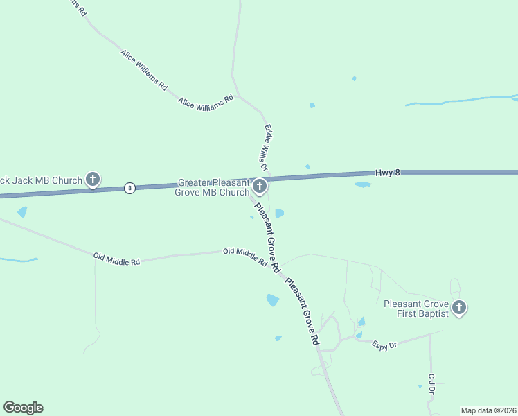 map of restaurants, bars, coffee shops, grocery stores, and more near 231 Pleasant Grove Road in Gore Springs