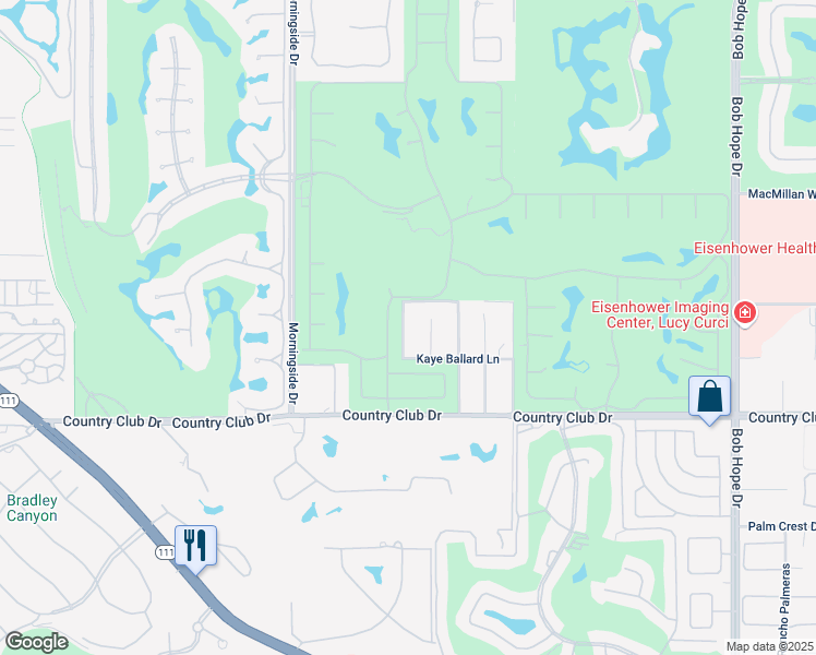 map of restaurants, bars, coffee shops, grocery stores, and more near 39620 Kensington Drive in Rancho Mirage