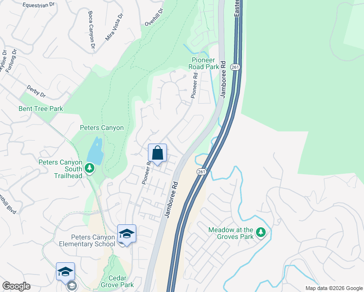 map of restaurants, bars, coffee shops, grocery stores, and more near 10700 Bruns Drive in Tustin