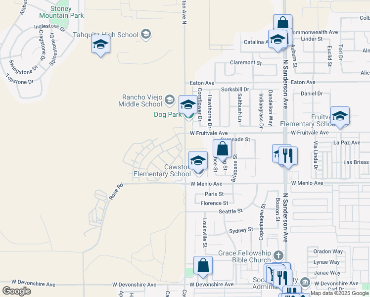 map of restaurants, bars, coffee shops, grocery stores, and more near 985 Cawston Avenue North in Hemet