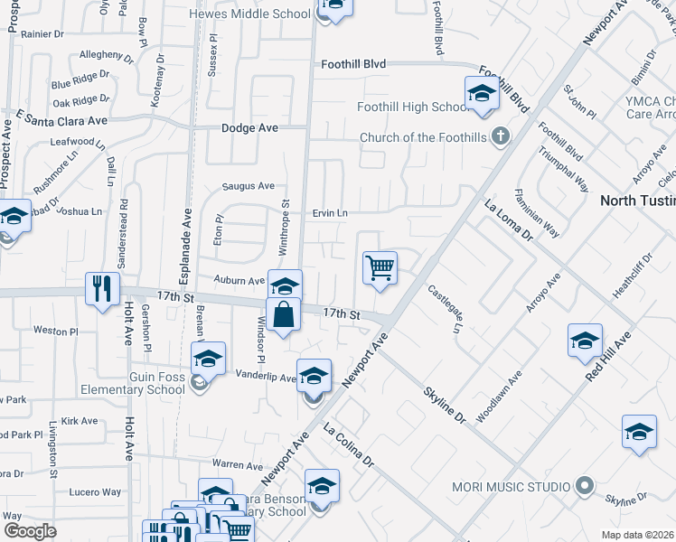 map of restaurants, bars, coffee shops, grocery stores, and more near 13882 Berrington Court in Santa Ana