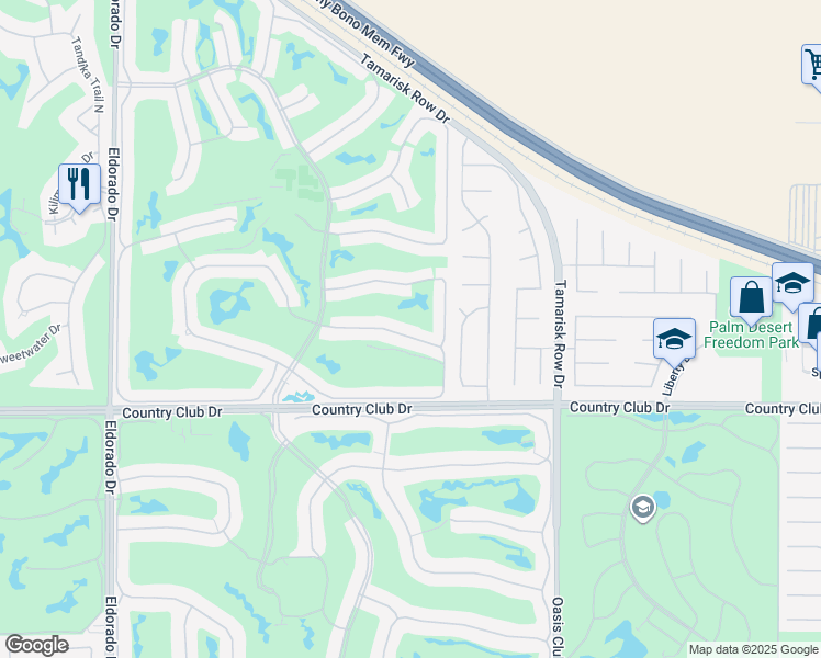 map of restaurants, bars, coffee shops, grocery stores, and more near 76788 Chrysanthemum Way in Palm Desert
