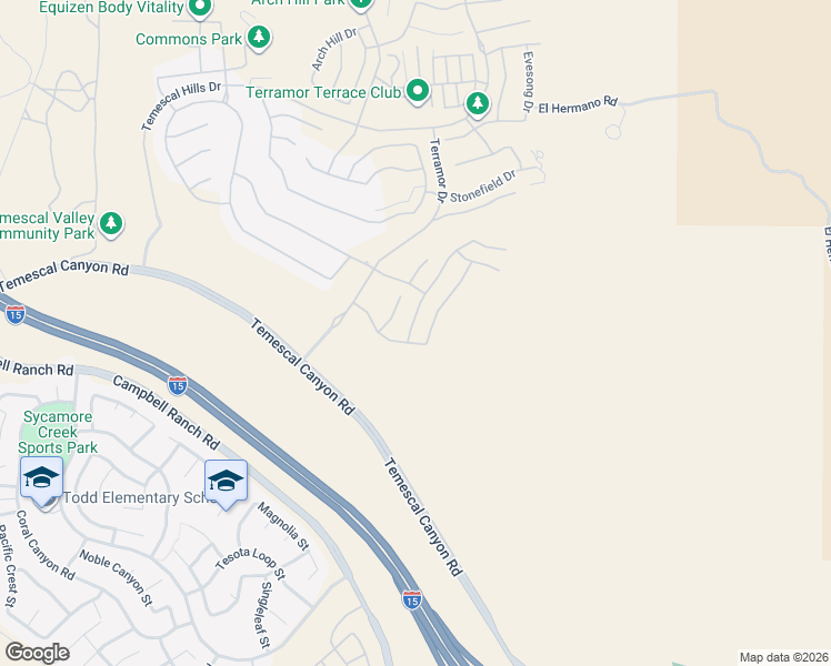 map of restaurants, bars, coffee shops, grocery stores, and more near 24896 Acadia Drive in Corona