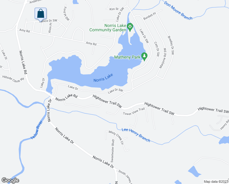 map of restaurants, bars, coffee shops, grocery stores, and more near 8539 Lake Drive in Snellville
