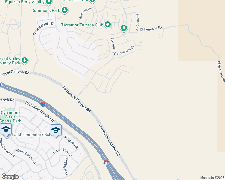 map of restaurants, bars, coffee shops, grocery stores, and more near 24896 Acadia Drive in Corona