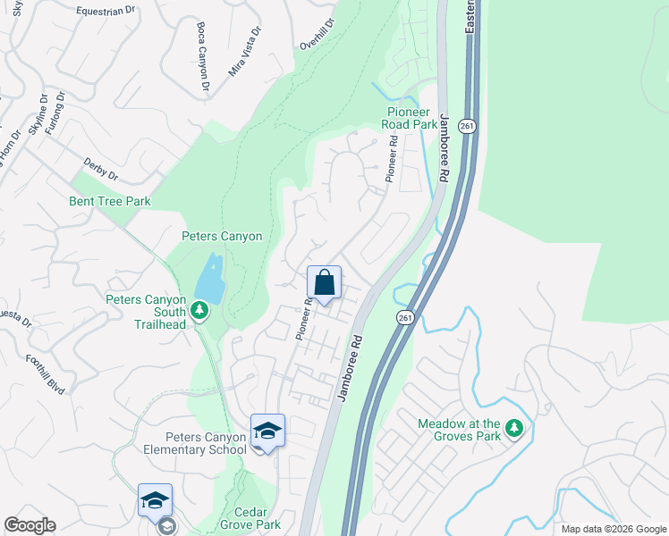 map of restaurants, bars, coffee shops, grocery stores, and more near 2612 Wolert Court in Tustin