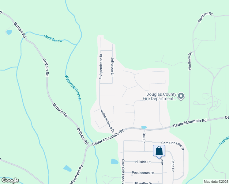 map of restaurants, bars, coffee shops, grocery stores, and more near 7680 Independence Court in Douglasville