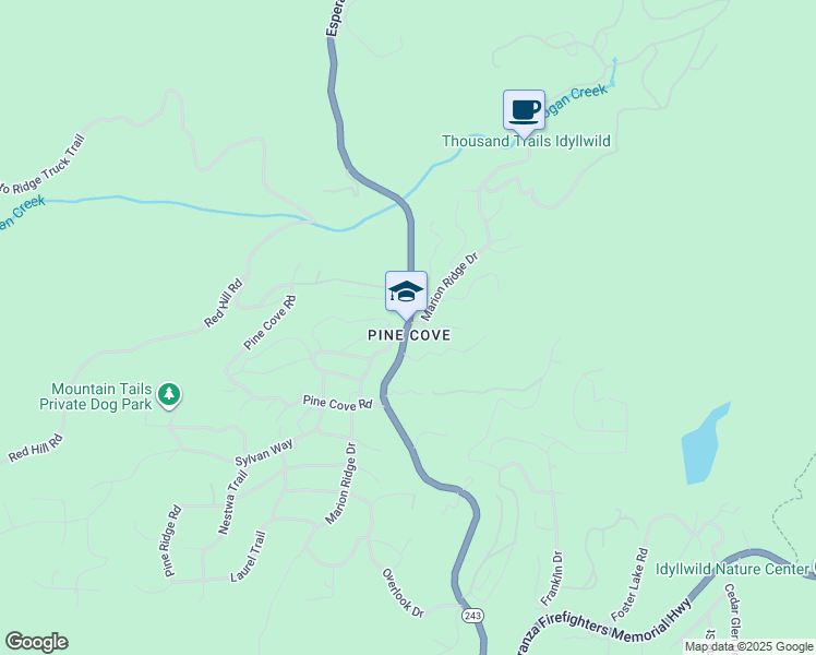 map of restaurants, bars, coffee shops, grocery stores, and more near in Idyllwild-Pine Cove
