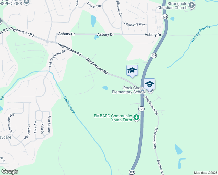 map of restaurants, bars, coffee shops, grocery stores, and more near 1789 Stephenson Road in Lithonia