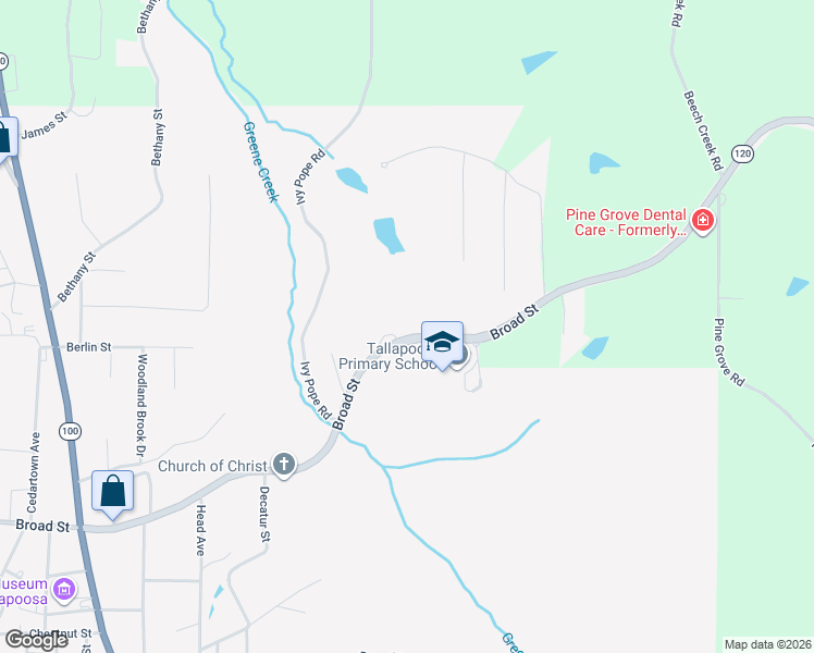 map of restaurants, bars, coffee shops, grocery stores, and more near 480 Georgia 120 in Tallapoosa