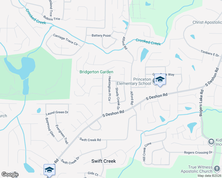 map of restaurants, bars, coffee shops, grocery stores, and more near 1116 Huntington Place Circle in Lithonia