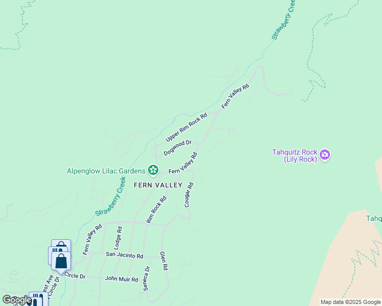 map of restaurants, bars, coffee shops, grocery stores, and more near 24855 Fern Valley Road in Idyllwild-Pine Cove