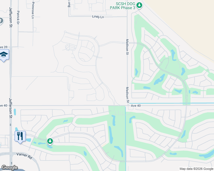 map of restaurants, bars, coffee shops, grocery stores, and more near San Clemente Drive in Indio