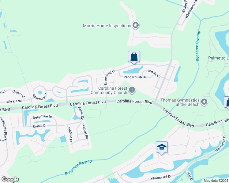 map of restaurants, bars, coffee shops, grocery stores, and more near 2073 Silver Moon Court in Myrtle Beach