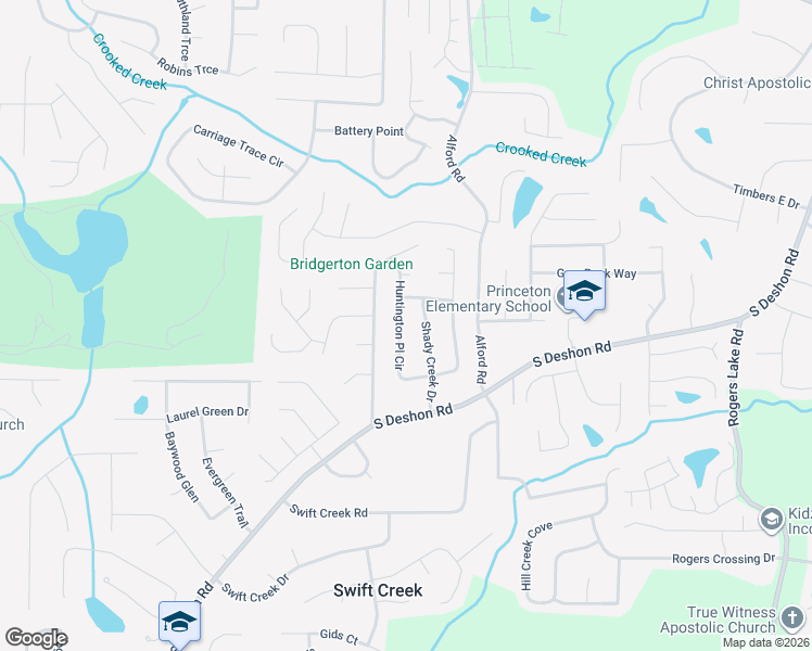 map of restaurants, bars, coffee shops, grocery stores, and more near 1116 Huntington Place Circle in Lithonia