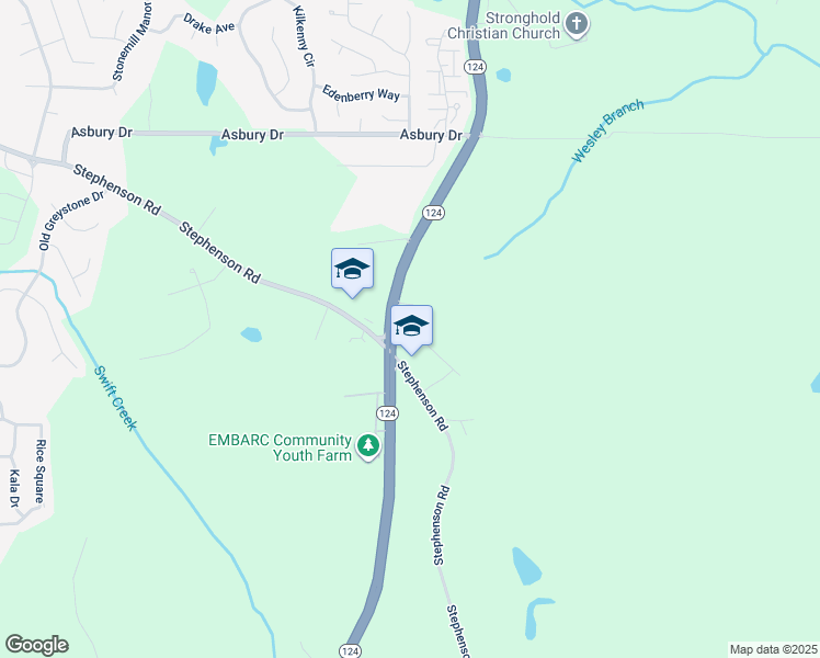 map of restaurants, bars, coffee shops, grocery stores, and more near 1405 Rock Chapel Road in Lithonia